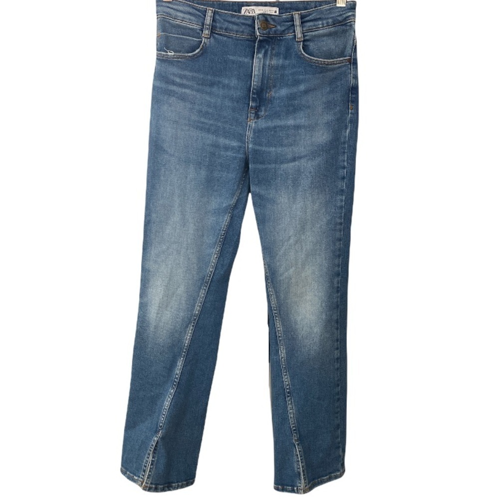 Zara split diagonal front hem slim jeans 6